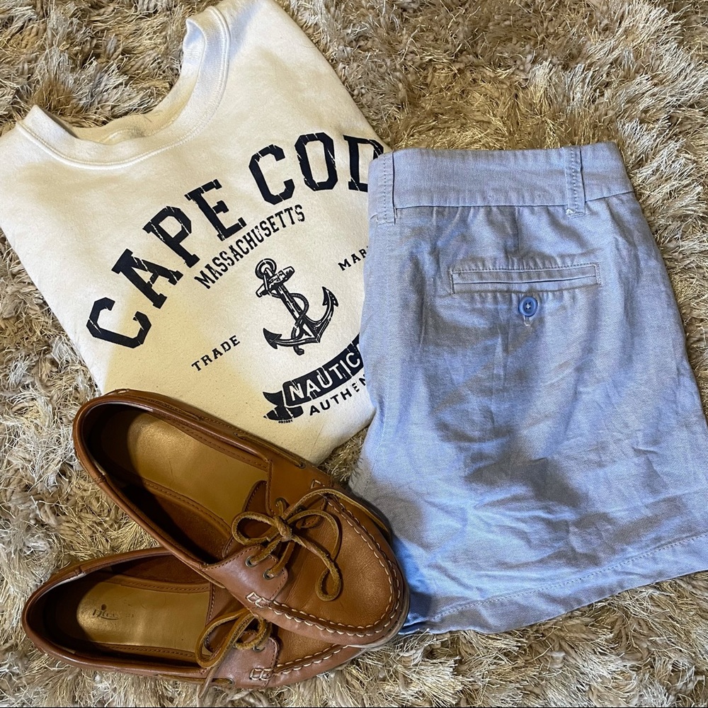 Blue linen J. Crew shorts